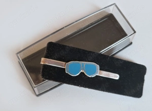 Kravatten-Klammer-Nadel Motiv Sonnenbrille versilbert OVP vintage 70er