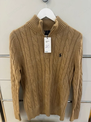 Polo Ralph Lauren Half Zip Zopfpullover Beige Braun Neu M