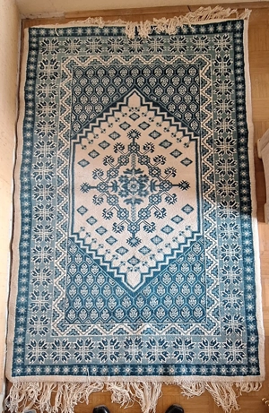 Tunesischer handgeknüpfter Teppich 229 * 148 lange Fransen, mit Zertifikat