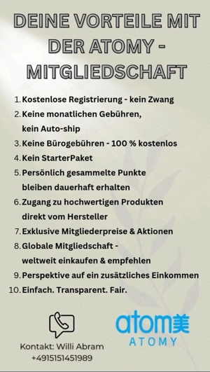 Atomy Verbraucher oder Mitarbeiter, kostenlose ID vergabe.