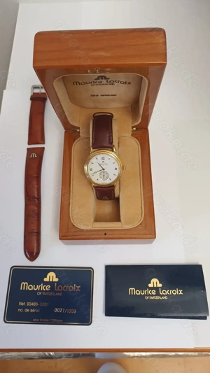 Maurice Lacroix Masterpiece Ref. 93489-5301 "Limited Edition" goldene Herrenuhr mit Lederarmband Box