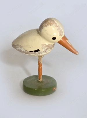 Alte Holzfigur Storch mini 2,5cm Erzgebirge 50 60er antik vintage  