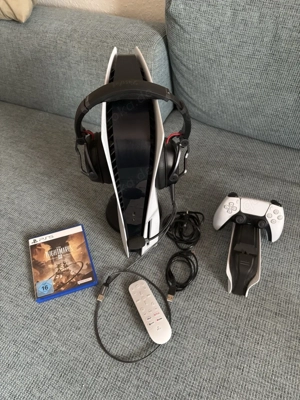 Sony Playstation 5, gut funktionsfähig mit Headset + PS5-Steuerung + Controller und Ladegerät 
