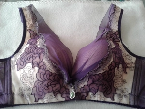 Fashion Push Up BH 95 B lila   beige bestickt