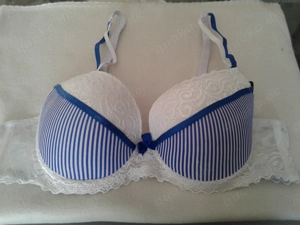 BH blau gestreift weiße Spitze 85 B