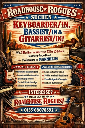 Bassist in Gitarrist in Keyboarder in gesucht.