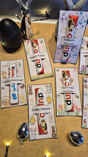 Osterdeko, Osterkarten 8x, für Duplo oder Kinderriegel, Tischdeko, Geschenk, Ostern, Handgemacht  Bild 3