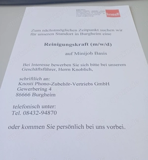 Reinigungskraft für meinen Arbeitgeber