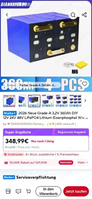    Premium LiFePO4 Kraftpakete: Die 360 Ah Energie-Revolution!    Wenn Kapazität und Langlebigkeit..