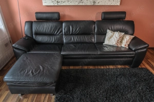 Himolla Leder-Couch in schwarz