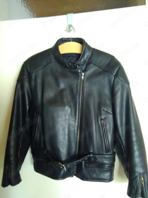 Gute Motorradjacke Leder schwarz Gr. 46 Motorrad Lederjacke