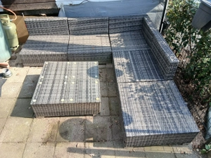 Top Zustand: vidaXL Lounge-Set Anthrazit Wicker   Inkl. Kissen & Glasplatte (1 Jahr alt)