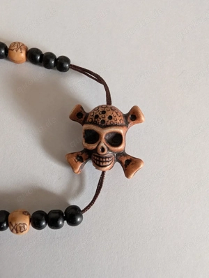 Makramee Armband - Skull & Crossbones - Handmade - Verstellbar Bild 2