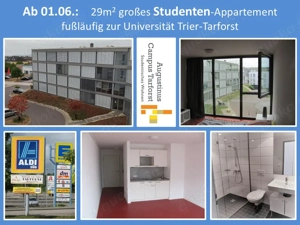 Ab 01.06.:  29m2 Studenten m w d - Appartement in Trier, nähe Uni