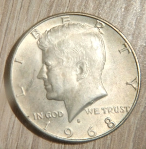 Kennedy Half Dollar 1968 D Denver, Guter Zustand, Silber