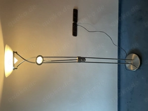 Deckenfluter Halogen mit Leselampe silber