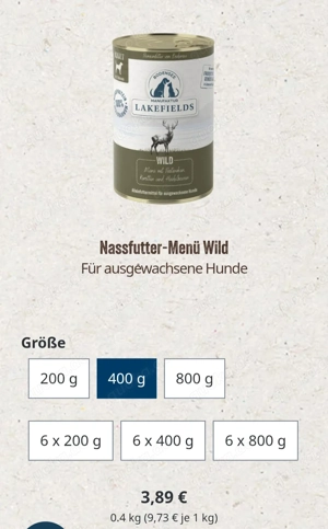 Hundefutter Lakefields 12 x 400g 