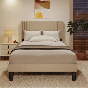 Polsterbett beige 120X200 cm Neuwertig 