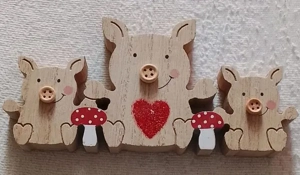 Holz Figur -   Schweine  
