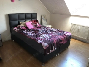 Boxspringbett Kunstleder schwarz 140x200   funktionsfähig