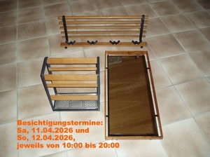 3-teiliges Garderobenset (Garderobe + Spiegel + Schirmständer)