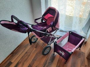 Spielzeug Kinderwagen pink lila Einhorn mit reichlich Zubehör 