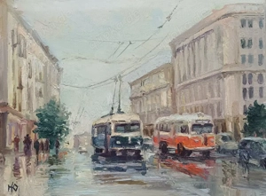  Regentag in der Stadt ", Ölgemälde,  Gemälde, Bild 