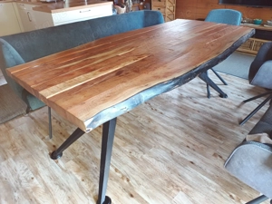 Massivholz Esstisch Akazie, Gestell Metall, 200X100X76
