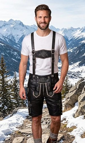 Herren Trachten Lederhose glattleder Lederhose schwarz nappalederhose Gr,46 --64Erleben Sie traditio