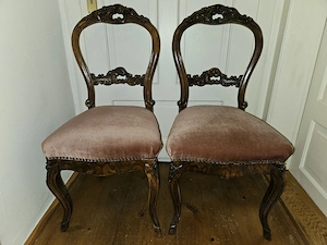 Antik! 2 Stabile, massive Barock Stühle, gepolstert, um 1880, restauriert! TOP!