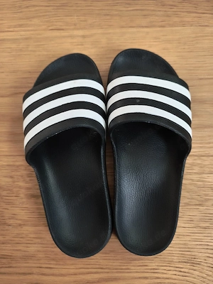 Original adidas Adiletten Slides   Schwarz Weiß   Gr. 36   Top Zustand