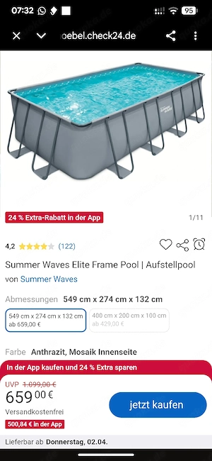 NEU OVP XXL Pool 5,49m Summer Waves Elite Frame Komplettset
