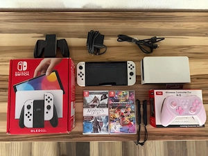 Nintendo switch OLED spielkonsole mit Verpakung mit spiele