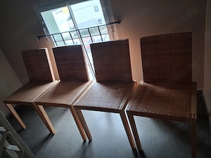 4 Stühle Holz und Korb 