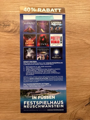 40% Rabattgutschein Musical Cinderella, Pretty Woman, usw. Füssen