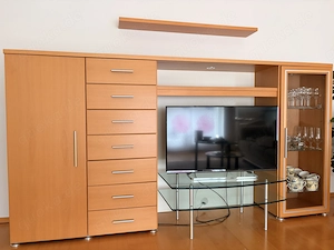 High Board aus Buche mit Fernsehtischaus Glas