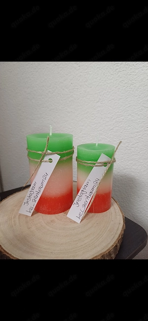 Dreifarbige Runde Stumpenkerzen als 2er-Set, Verschiedene Farben Verfügbar  Bild 2