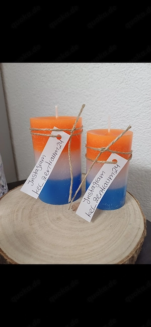 Dreifarbige Runde Stumpenkerzen als 2er-Set, Verschiedene Farben Verfügbar 