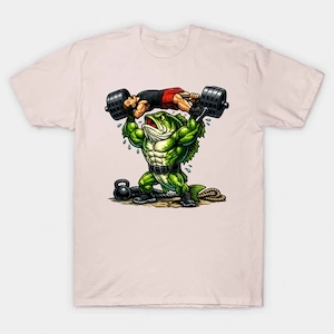  Fish Gains Only -T-Shirt   Lustiges Angel- & Fitnessshirt mit Bass-Motiv