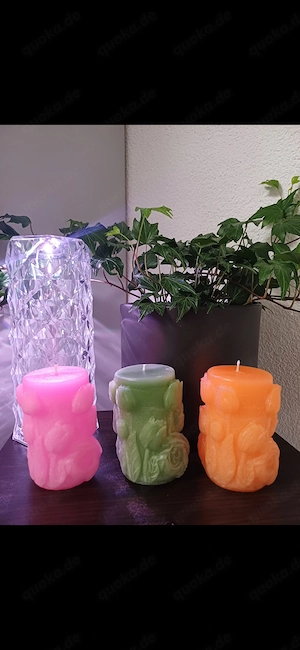 Frühlings Tulpen Kerze, Stumpenkerzen mit Tulpen Motiv 8  