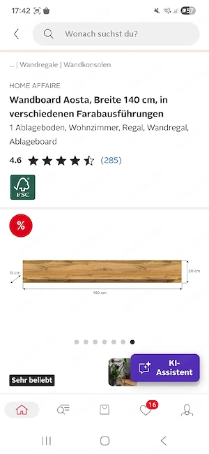 Wandboard, Ejchenachbildung, Neu