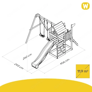 Spielturm Wickey MultiFlyer mit Holzdach und Schaukelanbau