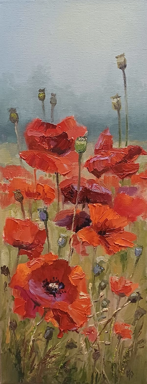 Rote Mohnblumen   Ein Hauch von Sommer für Ihr Zuhause!  Ölgemälde 