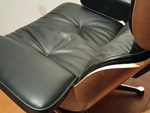 Vitra. Eames Lounge Chair & Ottoman Leder Schwarz Kirschbaum Top Zustand Vintage Bild 10