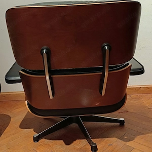 Vitra. Eames Lounge Chair & Ottoman Leder Schwarz Kirschbaum Top Zustand Vintage Bild 6