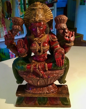 Lakshmi, Indische Göttin, Teakholz-Figur