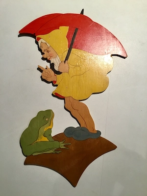 MERTENS-Märchenholzbild, Kinderwandfigur, ca.1940