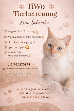 Tierbetreuung Katze Hund Kleintier Tiersitter Katzensitter Hundesitter Gassi gehen