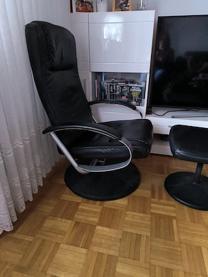 Relaxsessel Fernsehsessel mit Liegefunktion, drehbar und mit Hocker schwarz  Bild 2