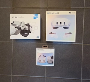 Meta Quest 3 mit S3 Pro Strap, Charging Dock, große Tasche